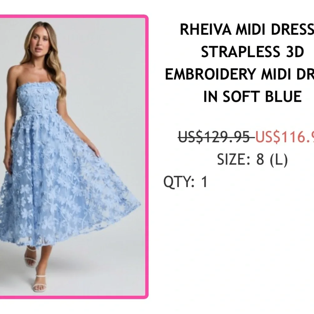 Angel Biba Blue Strapless A-line Dress - Picture 6 of 6